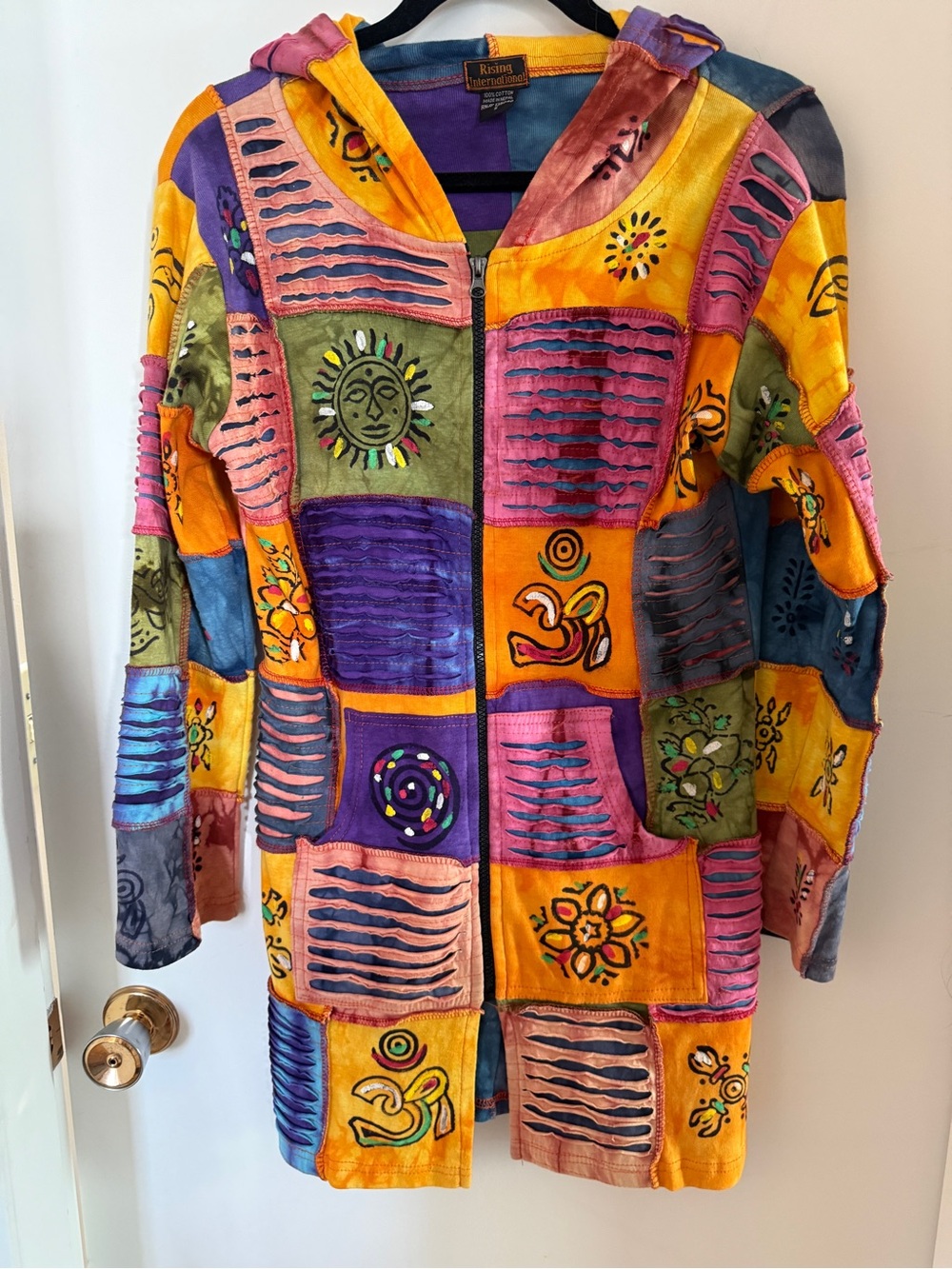 Rising International Patchwork Hoodie Boho Festival Fairy Grunge Jacket S